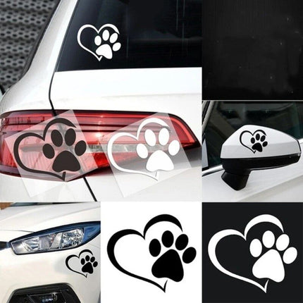 Adorable Heart & Paw Print Car Sticker - Wnkrs