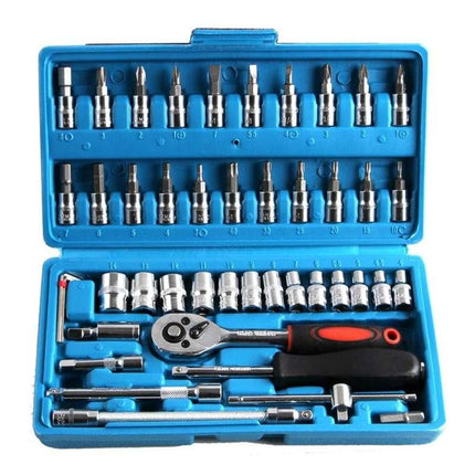 Professional 46-Piece Socket Wrench Set – Versatile Tool Kit for Car and Home Repair - Wnkrs