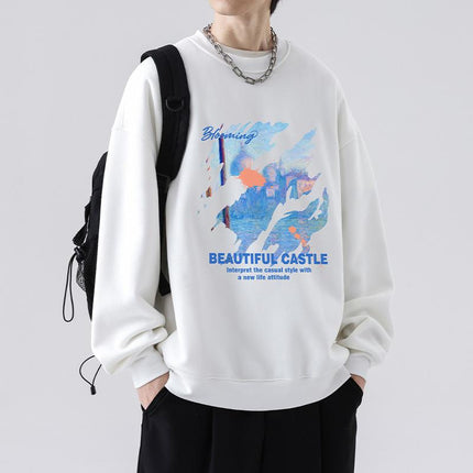 Sweat-shirt oversize en coton à imprimé graphique paysage pour homme