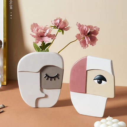 Vase créatif en céramique avec visage