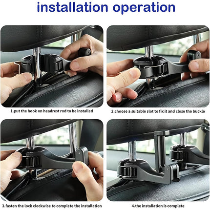 2-in-1 Car Hook and Phone Holder for Headrest – Multi-functional Backseat Organizer