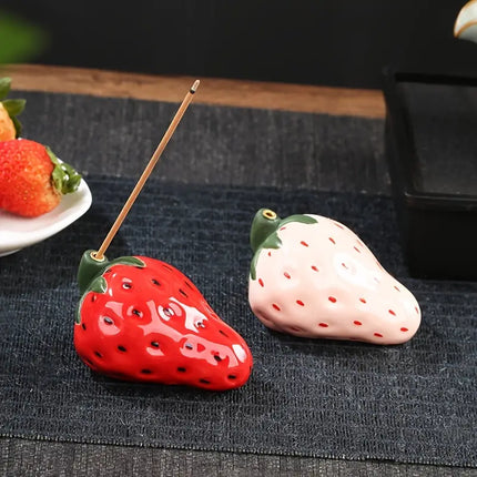 Porte-encens en porcelaine à la fraise