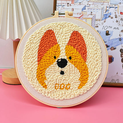 Kit de démarrage de broderie au point de poinçon avec motif de chien