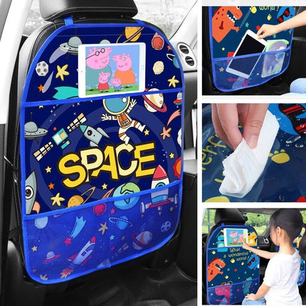 Cartoon Car Seat Back Protector with Storage Organizer - Wnkrs