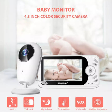 Wireless 4.3" Video Baby Monitor with Night Vision, Intercom, and Temperature Sensor - Wnkrs