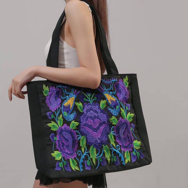 Sac à bandoulière en toile brodée Phoenix élégant pour femme