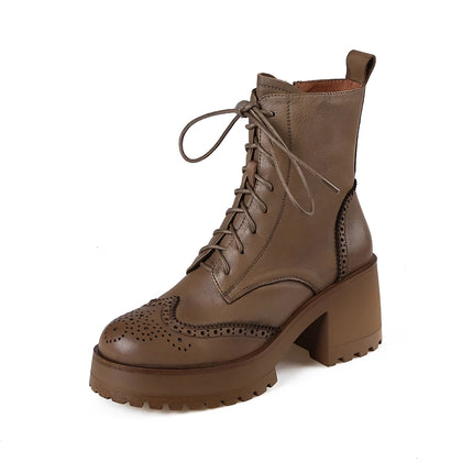 Botas de caballero de moda para mujer de otoño e invierno con cremallera lateral y tacón grueso