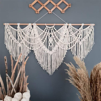 Tapiz colgante de pared de macramé bohemio grande para decoración del hogar