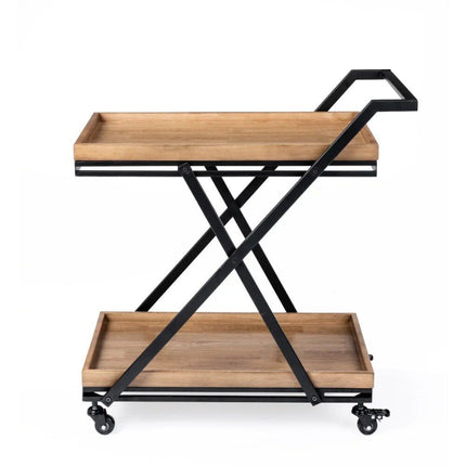 Wood and Black Metal Folding Kitchen Island & Entertainment Cart - Wnkrs