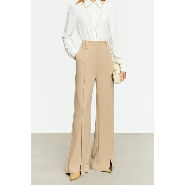 Pantalon large décontracté d'hiver à fente haute pour femme