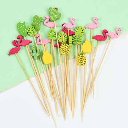 100 piezas de palillos decorativos de flamencos para decoración de bodas y fiestas de verano