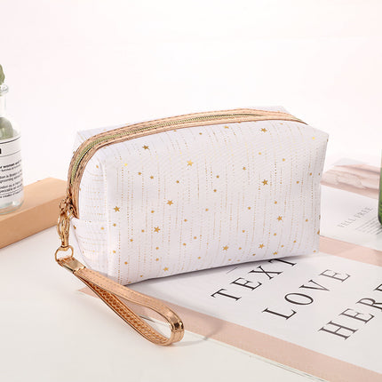 Elegante neceser y bolsa de cosméticos con estrellas brillantes para mujer