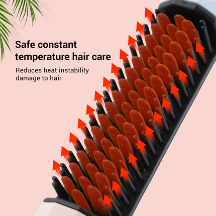 Portable Wireless Hair Styling Brush: Fast-Heating USB Rechargeable Straightener & Curler