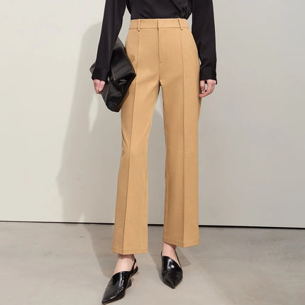 Pantalon droit décontracté à la cheville pour femme d'automne