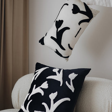 Black And White Versatile Hand Painted Embroidered Sofa Pillowcase - Wnkrs