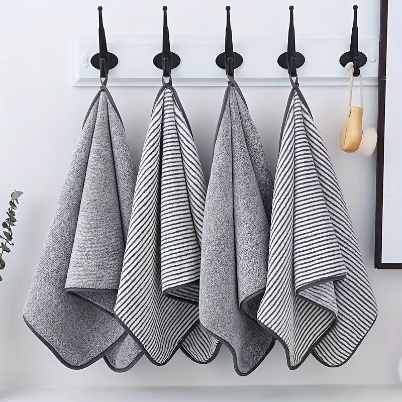 Striped Fleece Hand Towel, 13.7 × 29.5 Inches