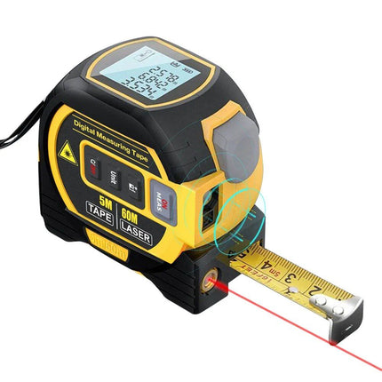 Multi-Function Laser Distance Meter with 5m Tape Measure and Cross-Marking - Wnkrs