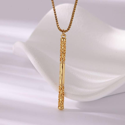 Golden Cudgel Stainless Steel Pendant Necklace