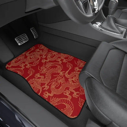 Red Dragon Print Waterproof Car Floor Mats - Wnkrs