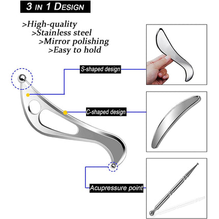 Raspador de músculos de acero inoxidable, herramienta de masaje para terapia de tejido profundo