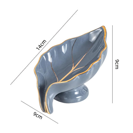 Porte-savon élégant en céramique en forme de feuille