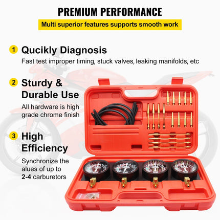 Fuel Vacuum Carburetor Sync & Diagnostic Gauge Set - Wnkrs