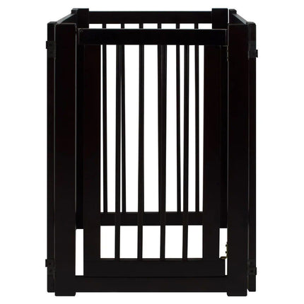 Elegant Espresso Hardwood Freestanding Pet Gate with Walk-Through Door - Wnkrs