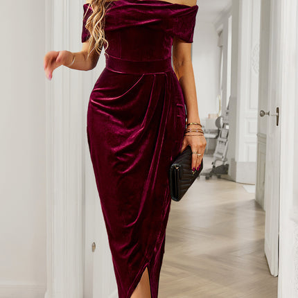 Solid Color Strapless Bodycon Long Dress Women's Dress