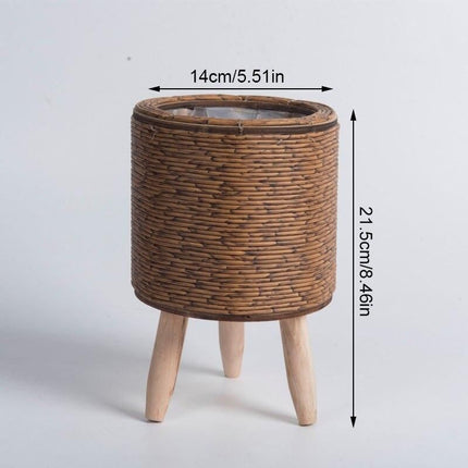 Elegant Nordic-Style Woven Plant Stand with Wooden Legs - Wnkrs