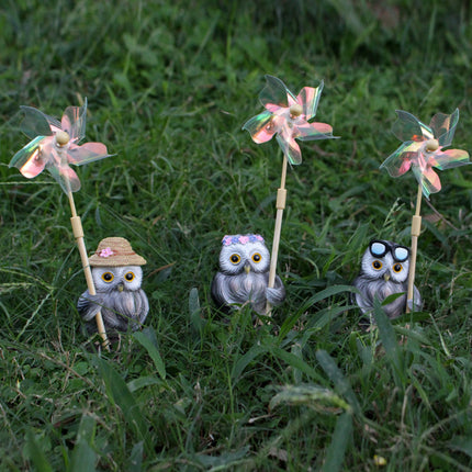 Ensemble de décorations artisanales en résine en forme de hibou charmant