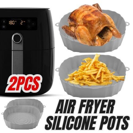 2Pcs Air Fryer Silicone Pot Baskets Liners Non-Stick Safe Oven Baking Tray Mats - Wnkrs