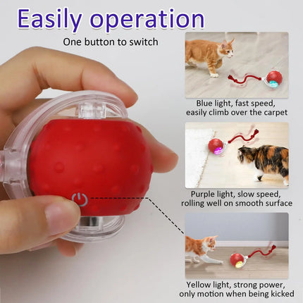 Pelota interactiva para gatos con sonido de chirrido y sensor de movimiento