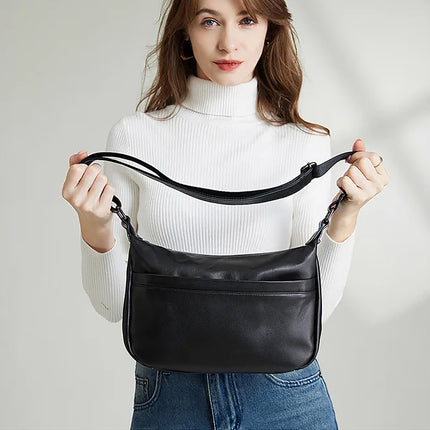 Bolso de hombro multicapa para mujer 100 % piel de vaca