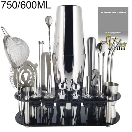 Boston Cocktail Shaker Set: Complete Bartender Tool Kit with Acrylic Stand - Wnkrs