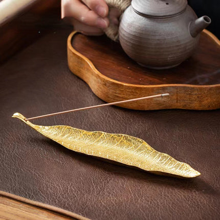 Porte-encens élégant en forme de feuille de Bodhi