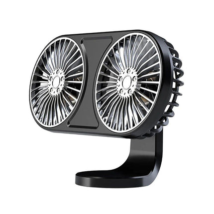 360° Rotating Dual-Head USB Car Fan with Ambient Lighting - Wnkrs