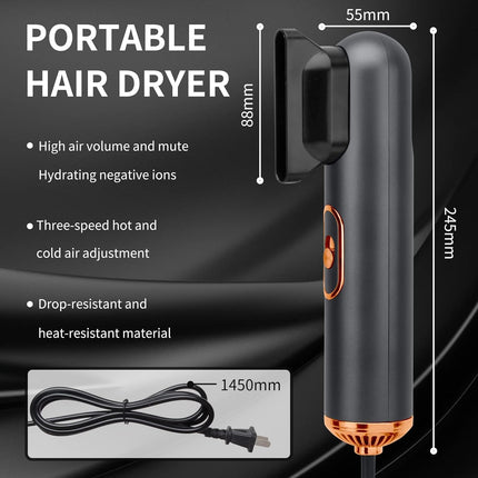 Compact 3-in-1 Hair Styler: Hair Dryer, Straightener & Brush with Negative Ion Technology - Wnkrs