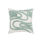 Green bamboo tufted pillow / C