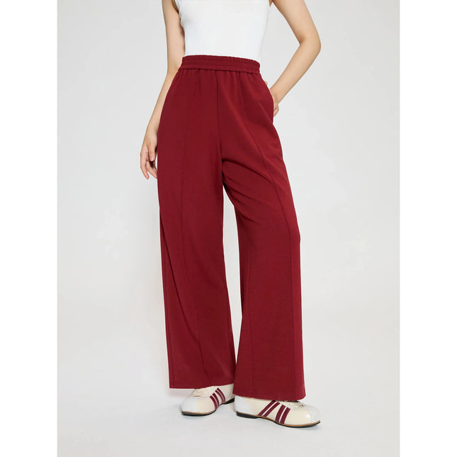 Pantalones casuales de cintura alta y pierna ancha para mujer para otoño