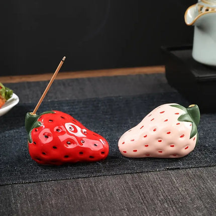 Porte-encens en porcelaine à la fraise