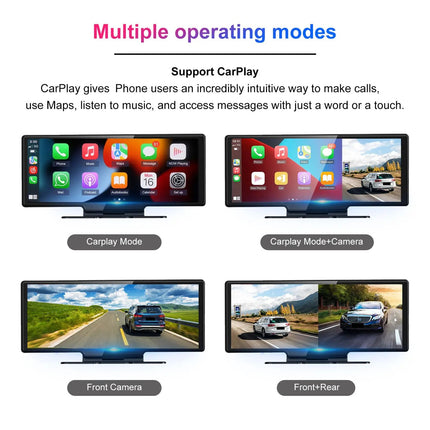 Caméra de tableau de bord avec rétroviseur tactile 4K de 10,26 pouces avec CarPlay et Android Auto