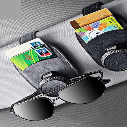 Universal Suede Leather Car Visor Sunglasses Holder with Multi-Clip Function - Wnkrs