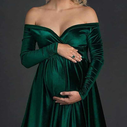 Velvet Maxi Long Maternity Dress - Wnkrs