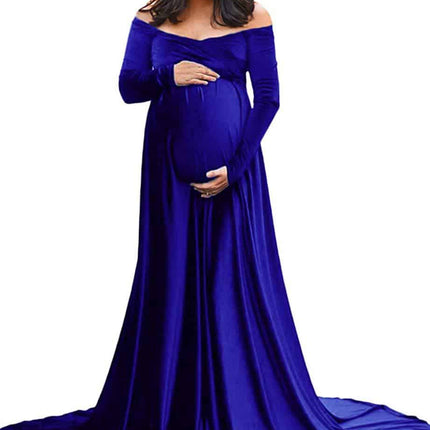 Velvet Maxi Long Maternity Dress - Wnkrs