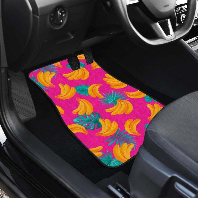 Tropical Pink Banana Print Car Floor Mats - Wnkrs