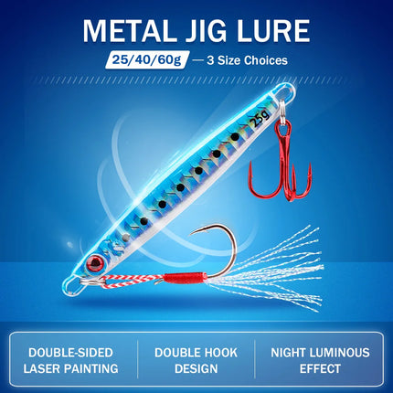 Señuelo de pesca con cuchara de metal Jig - 25 g/40 g/60 g para curricán