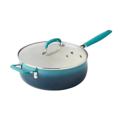 12-Piece Porcelain Enamel Ceramic Cookware Set in Ombre Teal - Wnkrs