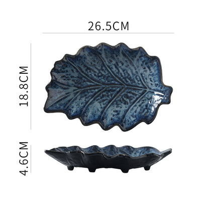 Japanese Fish Creative Leaf Dinner Household Kiln Changed Ceramic Dinner Plate - Wnkrs