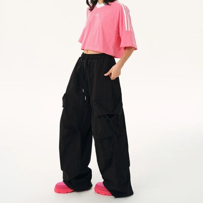 Pantalon cargo vintage à jambes larges pour femme