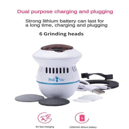 Rechargeable Electric Foot Grinder with Vacuum: USB, Dual-Speed, 6 Grinding Heads - Wnkrs